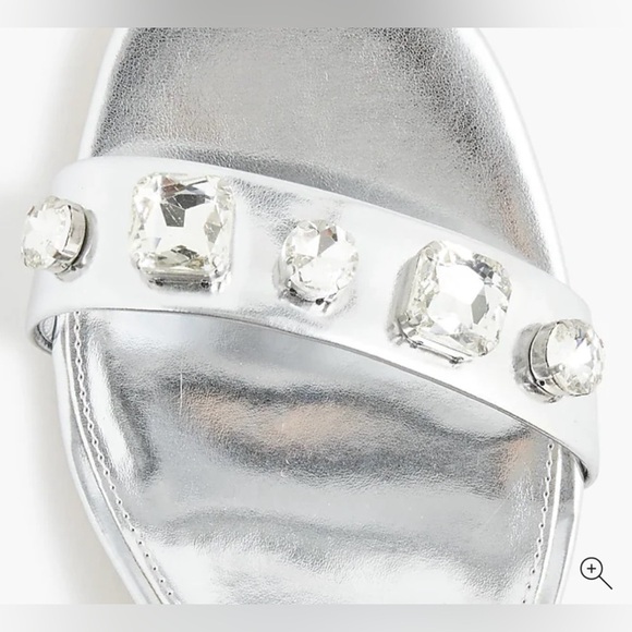 Jcrew factory silver jewel mule heels Polyurethane/Rubber sole 2.6” heel height - Picture 3 of 5